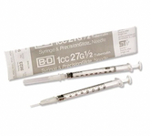 BD 1cc(mL) Luer Slip Tip Syringe w/PrecisionGlide needle 27G x ½" (25 pack)