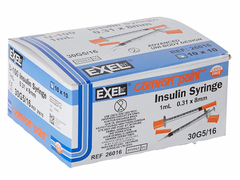 Exel U-100 Comfort Point Insulin Syringes 1cc x 30G x 5/16″ (1 BOX/100 syringes)