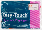 EasyTouch Insulin Syringes 0.5cc (0.5ml) x 28G x 1/2" - 5 bags (50 SYRINGES)