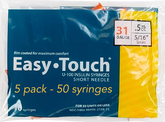 EasyTouch Insulin Syringes 0.5cc (0.5ml) x 31G x 5/16" - 5 bags (50 SYRINGES)