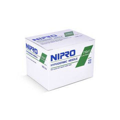 A box of sterile Nipro Hypodermic Needle 21G x 1" (50 Pack) on a white background.