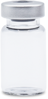 A ALK Sterile Empty Vial 5cc (5ml) (priced per vial) with a silver lid.