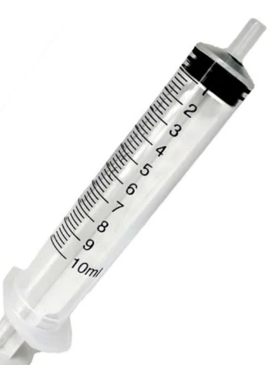 An Nipro injection syringe, specifically the 10cc (10ml) 22G x 1 1/2" Luer-Lock Syringe and Hypodermic Needle Combo (25 pack), on a white background.