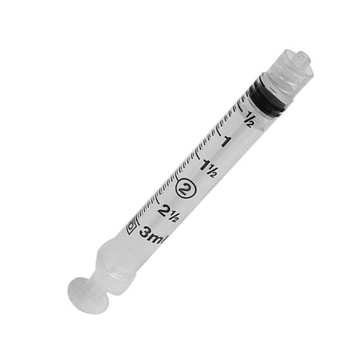 A sterile 3cc (3ml) Luer-Lock Syringe - NO NEEDLE (50 pack) by Nipro on a white background.