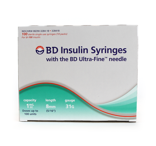 BD Insulin Syringes 1cc (1 mL) x 31G x 5/16" (Box of 100)