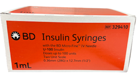 BD Insulin Syringes 1cc (1mL) x 28G x 1/2" (Box of 100)
