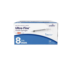 Embecta (formerly BD) Insulin Syringes 1cc (1 mL) x 31G x 5/16" (Box of 100)