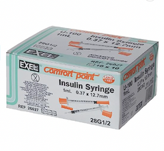 Exel U-100 Comfort Point Insulin Syringes 1cc x 28G x 1/2″ (1 BOX/100 syringes)