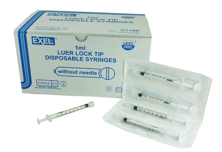 Exel 1ml (1cc) Tuberculin Syringe Luer Lock Tip (NO NEEDLE) (Box of 10 ...