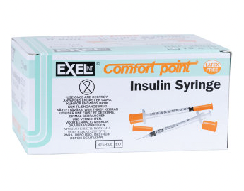 Exel U-100 Comfort Point Insulin Syringes 0.5cc x 28G x 1/2″ (1 BOX/100 syringes)