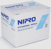 A box of Nipro 5cc (5ml) 23G x 1 1/2" Luer-Lock Syringe & Hypodermic Needle Combo (50 pack).