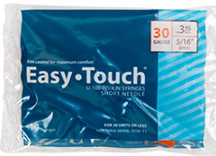 EasyTouch Insulin Syringes 0.3cc (0.3ml) x 30G x 5/16" - 5 bags (50 SYRINGES)