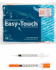 EasyTouch Insulin Syringes 0.5cc (0.5ml) x 30G X 1/2" - 1 bag (10 SYRINGES)