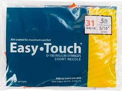 EasyTouch Insulin Syringes 0.5cc (0.5ml) x 31G x 5/16" - 1 bag (10 SYRINGES)