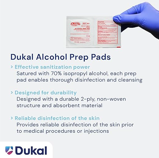 Dukal Alcohol Prep Pads - Large (BOX of 100)