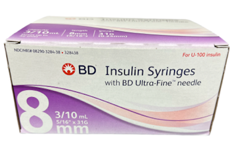 BD Insulin Syringes 0.3cc (0.3 mL) x 31G x 5/16" (Box of 100)