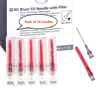 BD Blunt Fill Needle with 5 Micron Filter 18G x 1 1/2" - Sterile (10 pack)