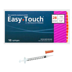 EasyTouch Insulin Syringes 1cc (1ml) x 28G x 1/2" - 1 bag (10 SYRINGES)