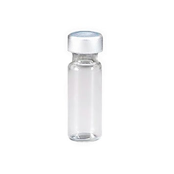 An ALK sterile empty vial 2cc (2ml) with a silver lid on a white background, made of Type I Glass.