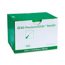 BD 21G x 1 1/2" PrecisionGlide Hypodermic Needle (50 pack)