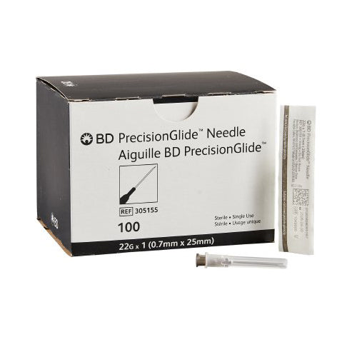 BD 22G x 1" PrecisionGlide Hypodermic Needle (50 pack)