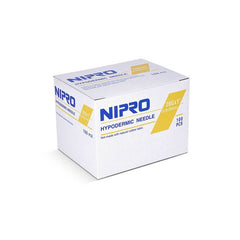 A box of Nipro Hypodermic Needle 20G x 1" (50 Pack) on a white background.