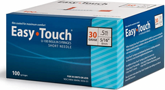 EasyTouch Insulin Syringes 0.5cc (0.5ml) x 30G x 5/16" - 1 BOX (100 SYRINGES)