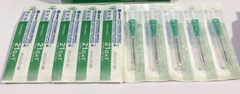 A pack of 1cc (1ml) 21G x 1" LUER LOCK syringes, including Nipro hypodermic needles, on a white surface.