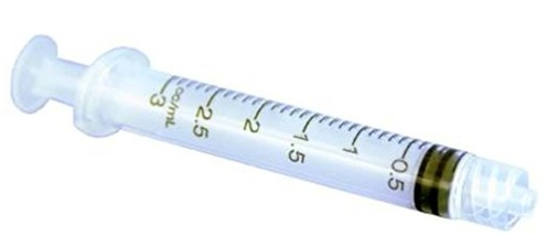 An Nipro 3cc (3ml) 30G x 1/2" Luer-Lock Syringe with Hypodermic Needle Combo (50 pack) on a white background.