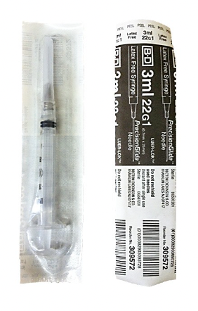 BD 3cc (3ml) 22G x 1" Luer-Lok Syringe & Hypodermic Needle Combo (10 pack)
