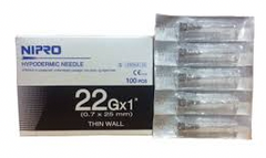Nipro 1cc (1ml) 22G x 1" LUER LOCK Syringe and Hypodermic Needle Combo (50 pack) in a box.