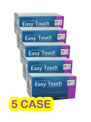 5 boxes of MHC EasyTouch Insulin Syringes 1cc (1ml) x 28G x 1/2" - 5 BOXES (500 SYRINGES) on a white background.