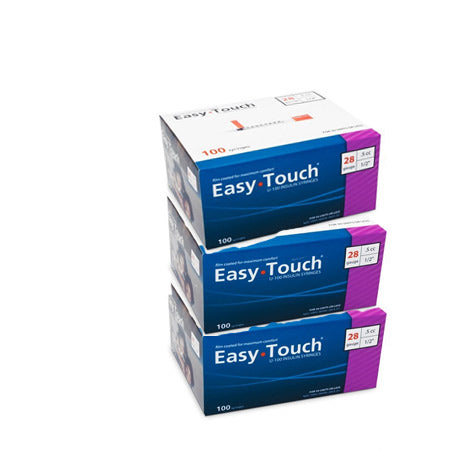 EasyTouch Insulin Syringes 1cc (1ml) x 28G x 1/2" - 3 BOXES (300 SYRINGES)